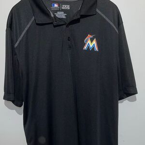 Genuine Merchandise Men's Black Miami Marlins TX3 Cool Polo Shirt Size 2XL